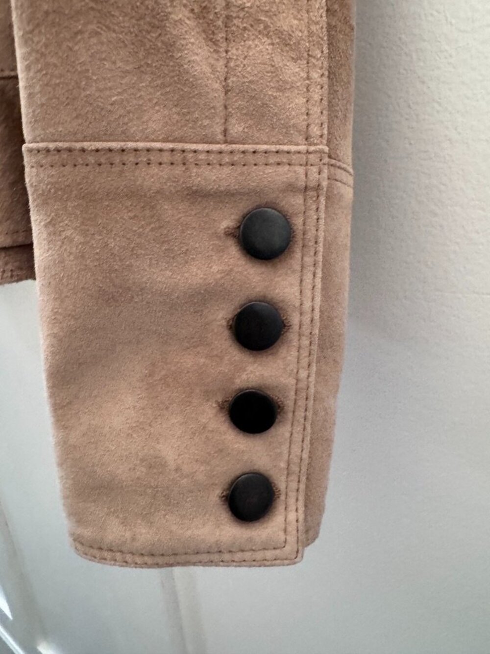 Elliott Lauren Tan Suede Jacket Button Front Cropped Blazer Size 8, Excellent - Picture 5 of 11